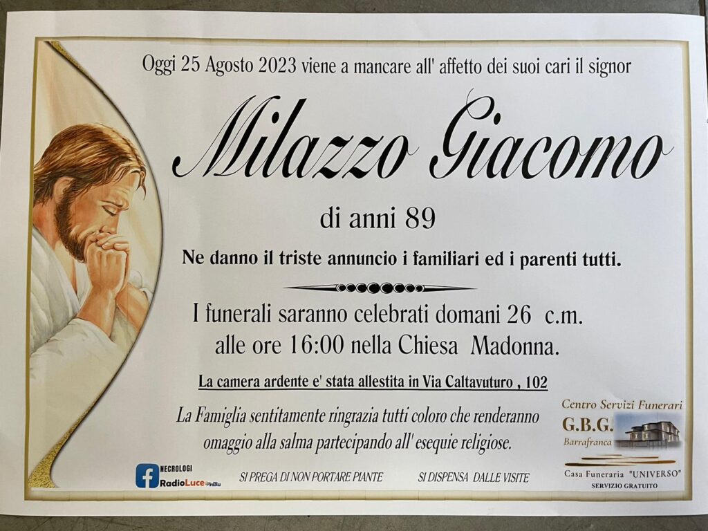 Milazzo Giacomo di anni 89