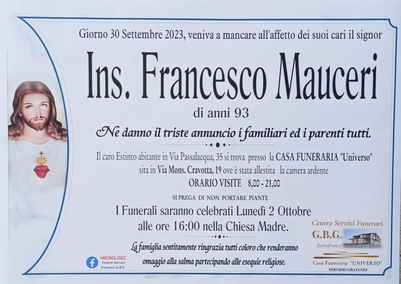 francesco Mauceri di anni 92