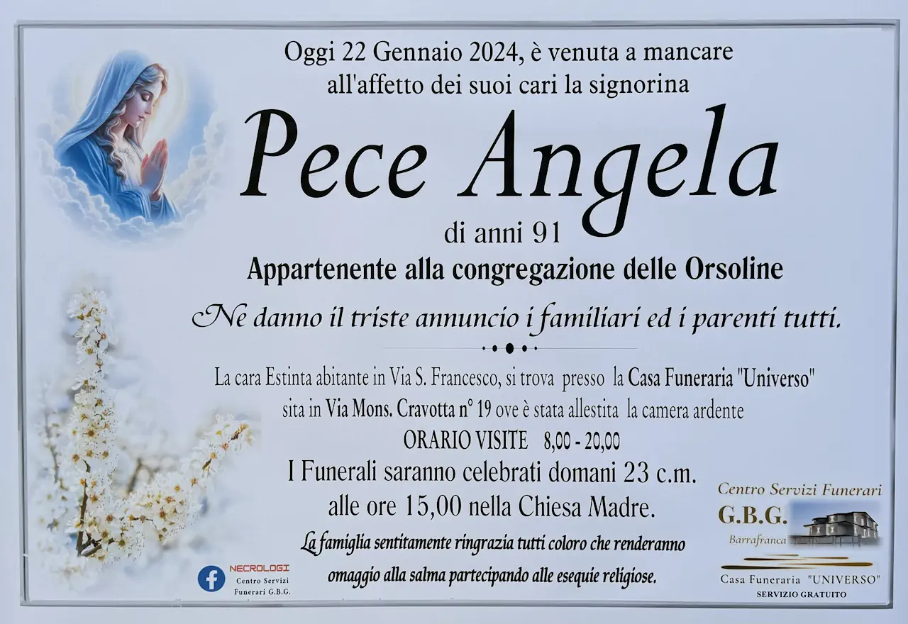 Pece Angela di anni 91