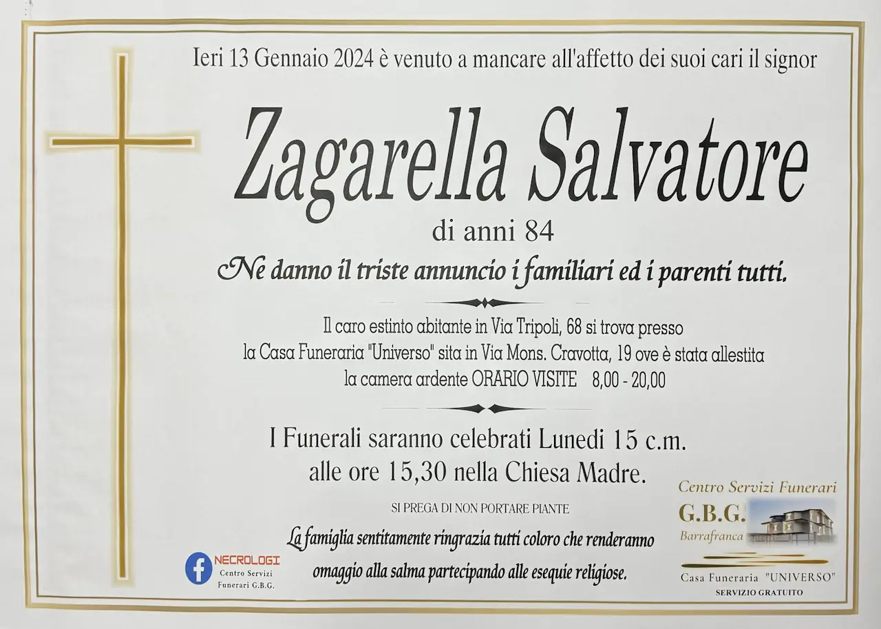 zagarella salvatore 84 anni