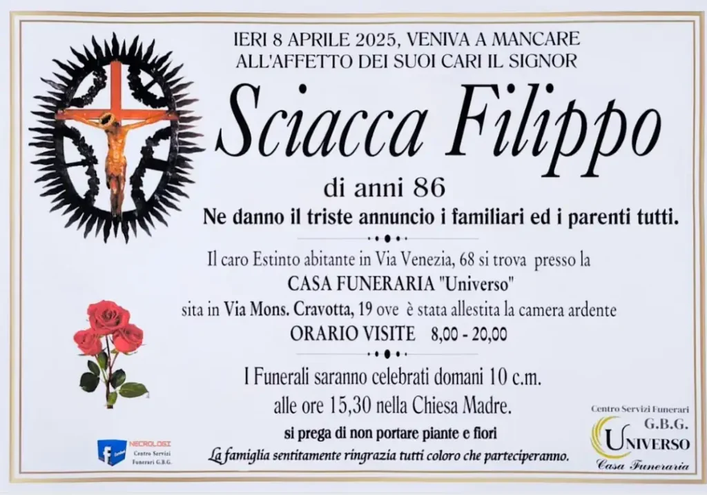 Sig. Sciacca Filippo di anni 86