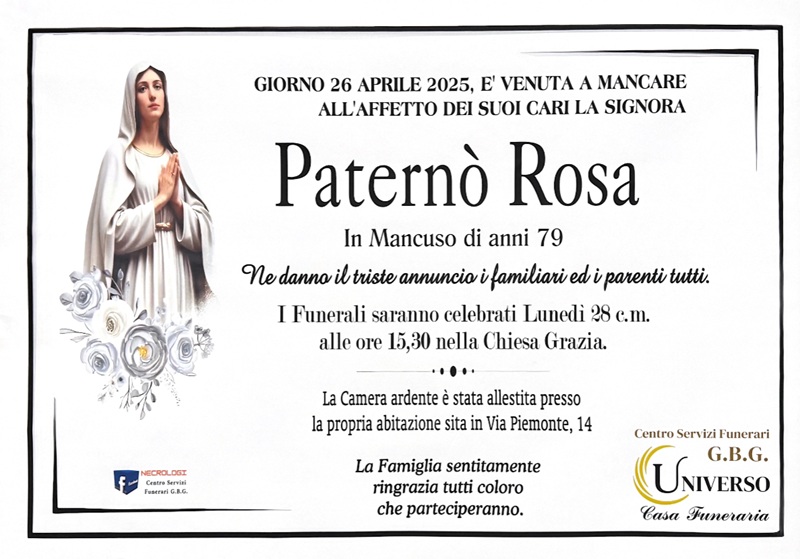 paternè rosa in mancuso di anni 79