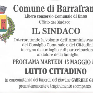 gabriele giadone lutto cittadino